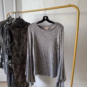 Philosophy Gray Bell Sleeve Women's Top
